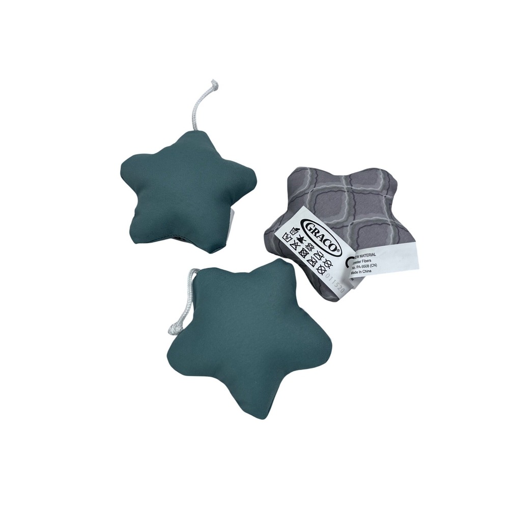 Graco Plush Star Mobile Toys Set of 3 OS Teal Grey‎ Patterned Infant